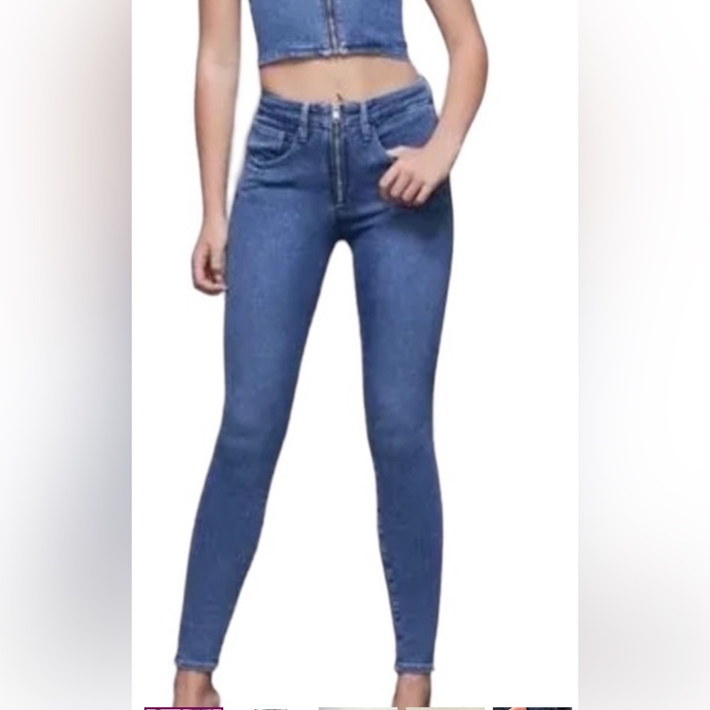 Good American Good Waist Exposed Zipper Stretch Jeans 25 0 Perfect hard to‎ find